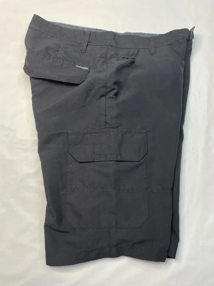 Burnside Mens Hybrid Swim Board Shorts Size 34 Solid Black‎ Cargo size 30